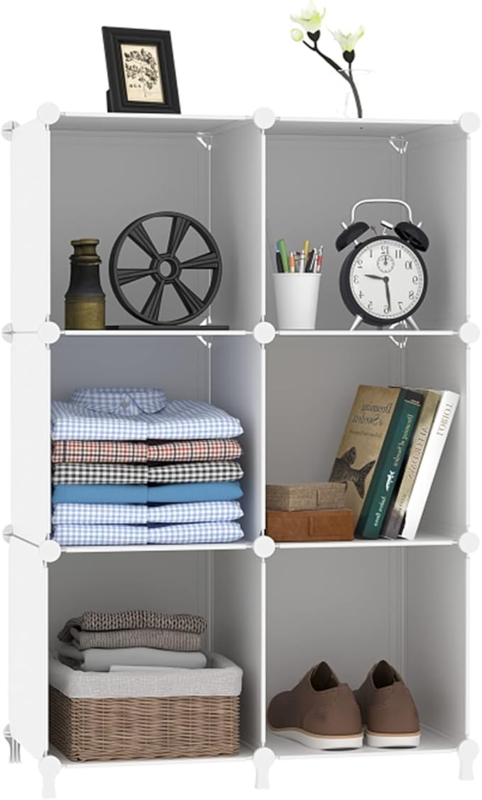 AWTATOS Cube Storage Organizer, Storage Cubes Shelves Bookshelf, 6 Cube Closet - Image 8