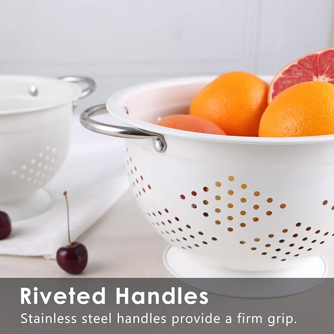 Rorence Powder Coated Steel Colanders: 1.5 Quart 3 Quart & 5 Quart Set of 3 - Image 3