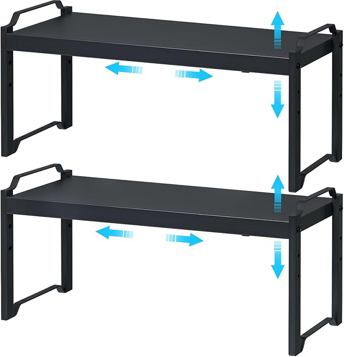 X-cosrack 25.5 Inches 2 Pack Expandable Cabinet Shelves, Stackable Shelf by X-cosrack