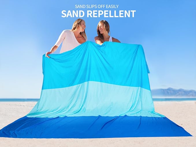 WIWIGO Beach Blanket Waterproof Sandproof Beach Mat 79" X 83"/10'x9'for 2-8 - Image 4