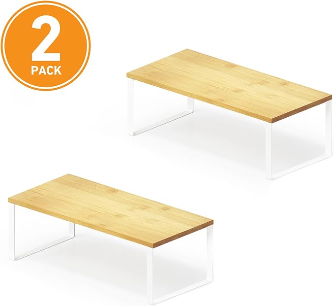 SpaceAid Cabinet Shelf Organizers 2 Pack, Kitchen Counter Rack Shelves Riser - Image 7