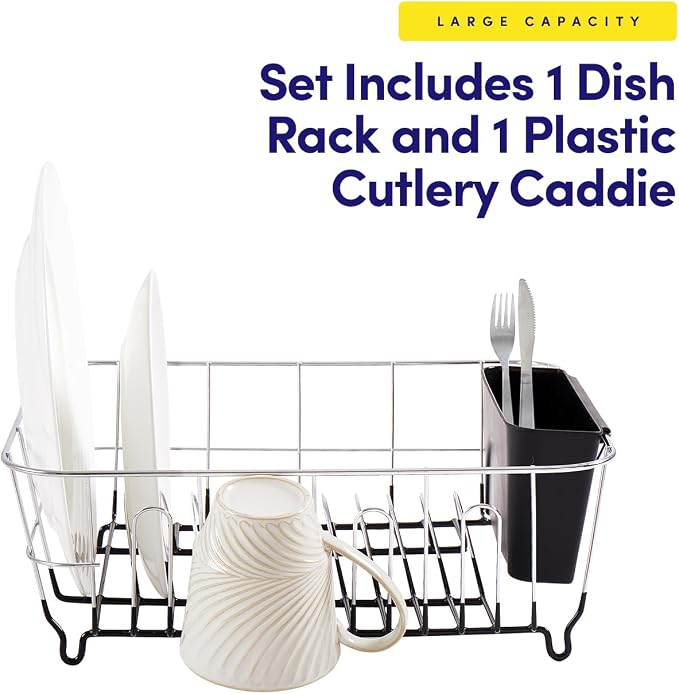 Sweet Home Collection 2 Piece Dish Drying Rack Set Drainer - Image 3