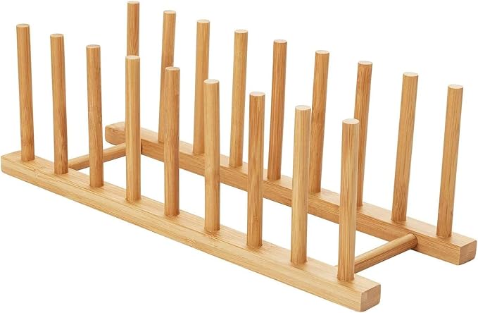 HBlife Bamboo Dish Plate Bowl Cup Book Pot Lid Cutting Board Drying Rack Stand by HBlife