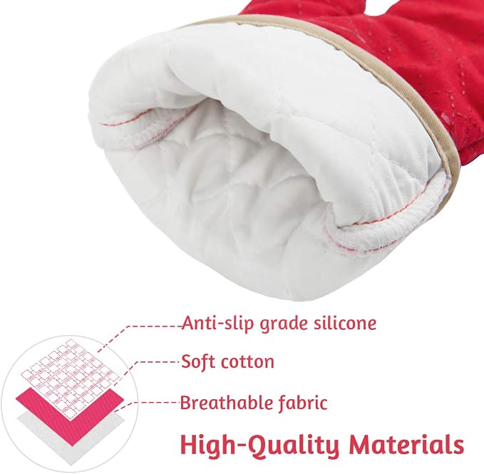 4Pcs Oven Mitts and Pot Holders Set, 572F Heat Resistant Oven Glove, Soft - Image 2