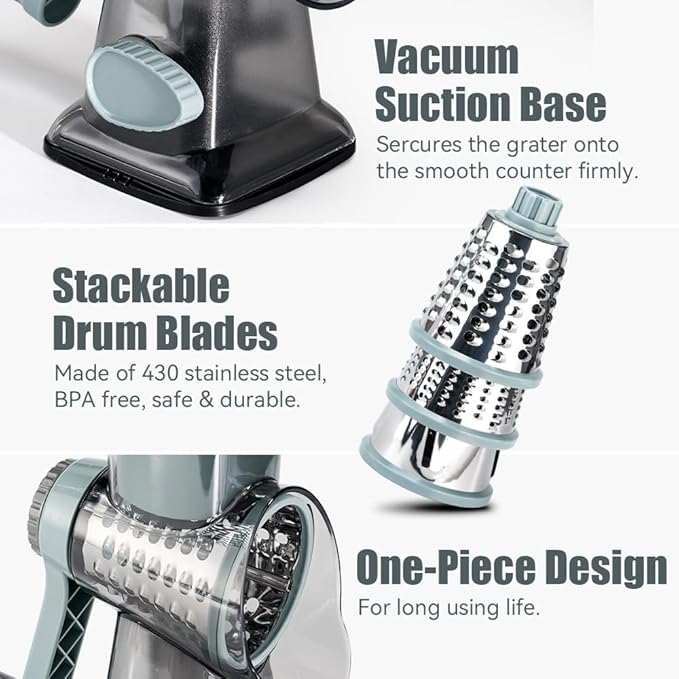 KEOUKE Rotary Cheese Grater Hand Crank Transparent - Image 5