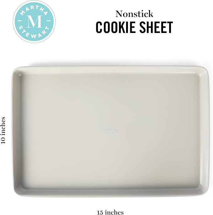 Martha Stewart Gallen 15 x 10 Inch Nonstick Carbon Steel Cookie Sheet – Cool - Image 2