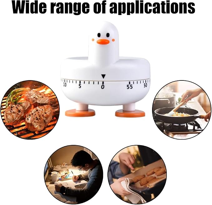 Cooking Timer Cute Duck Kitchen Timer 60 Minute Wind Up Mechanical Rotating - Image 6