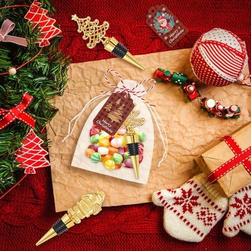 12Pcs Christmas Wine Bottle Stoppers Set Xmas Tree Santa Claus Deer