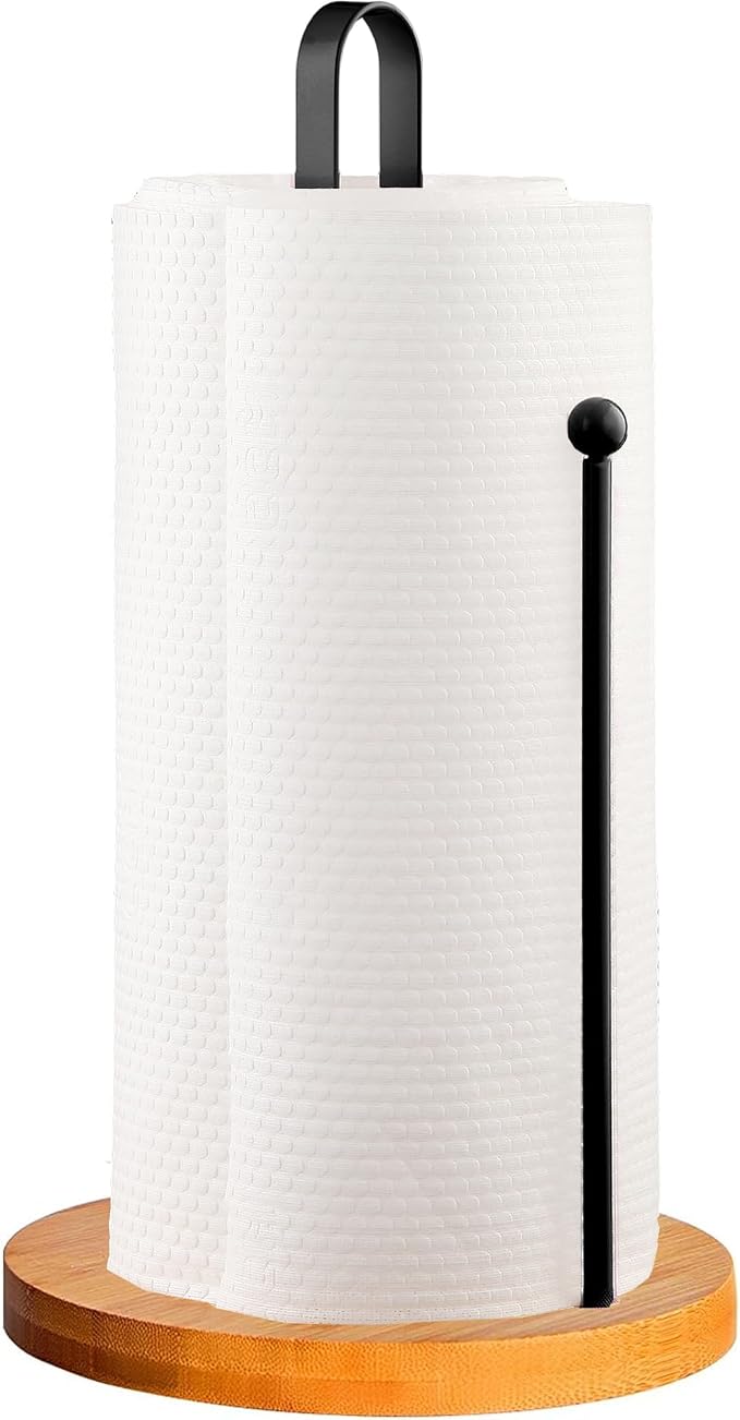 Wood Paper Towel Holder Countertop, TONLEA Kitchen Paper Towel Holder by TONLEA