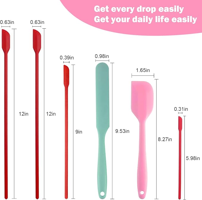 Mini Silicone Spatula Set 6 PCS Food Grade Small Jar Spatula - Image 2