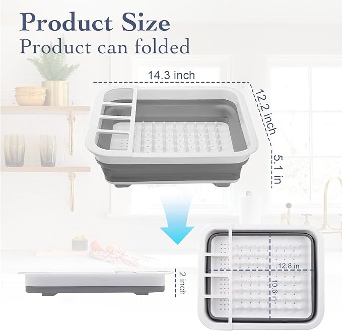 Collapsible Bowls, and Dishes Drainer, Portable Space-Saving Dish Rack - Image 4
