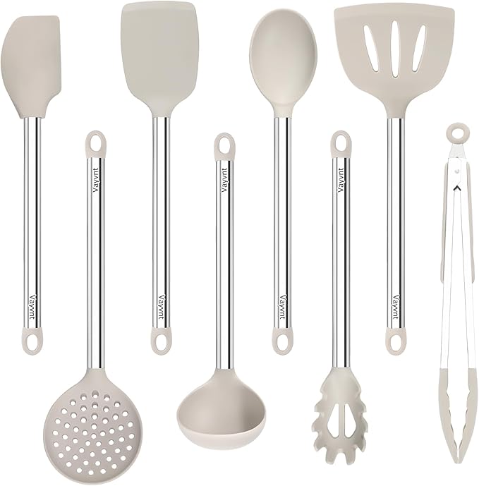 8 Pieces Kitchen Utensils Set, Vayvnt Silicone Cooking Utensils Set by Vayvnt