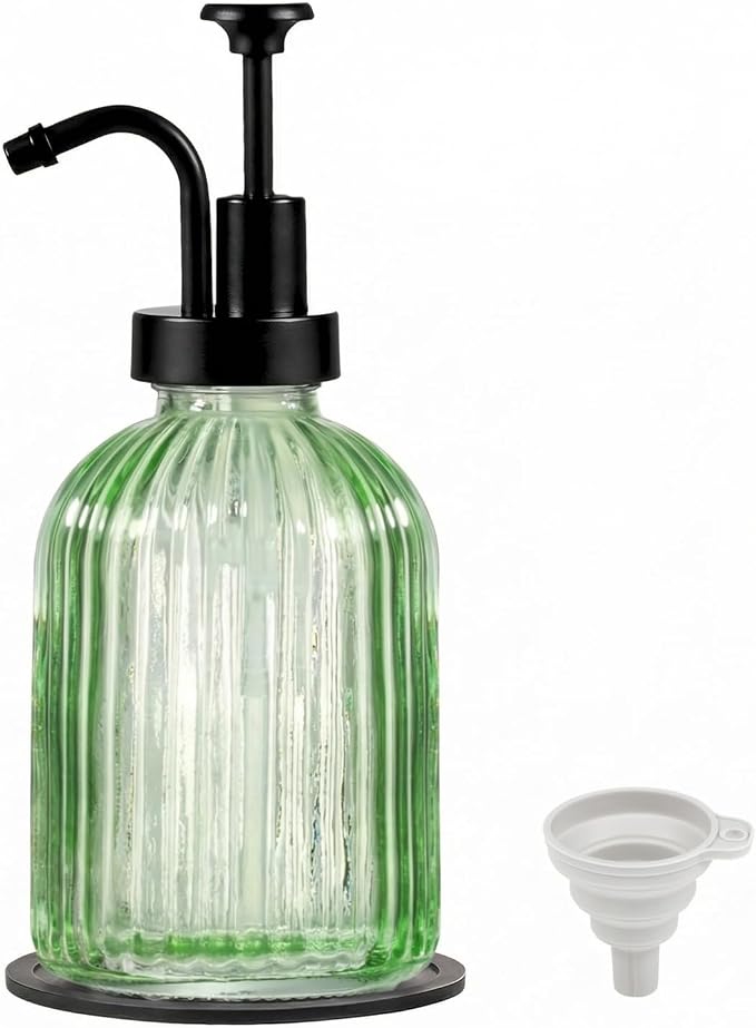 SheeChung Green Glass Soap Dispenser, 12 Oz Liquid Hand Soap Dispenser by SheeChung