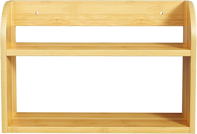 ROMGUAR CRAFT 2 Tier Bamboo Spice Rack, Countertop or Wall Mounting Wood Spice - Image 7