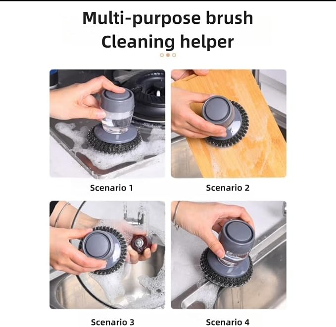 Soap Dispense Palm Scrub dishwashing Kitchen Scrubber Press Automatic Liquid - Image 6