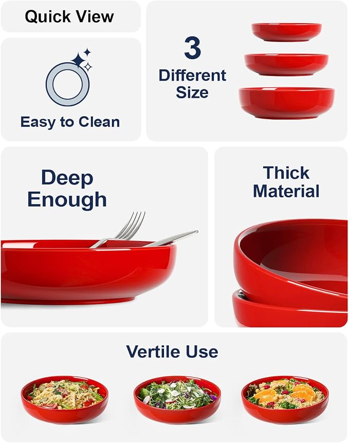 LE TAUCI Pasta Bowls 45 oz, Salad Bowls Set - Image 4