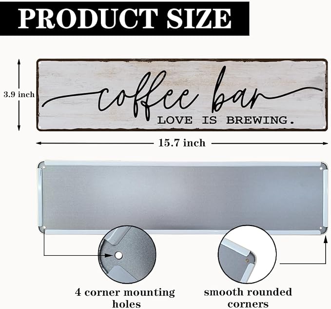 Coffee Bar Sign, Love is Brewing Signs, Retro Metal Tin Sign, Vintage Coffees - Image 2