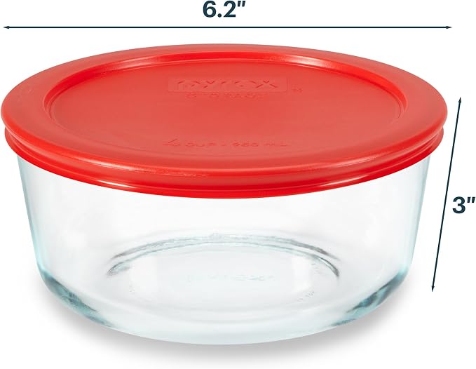 Pyrex Simply Store Glass Food Storage Container, Snug Fit Non-Toxic Plastic - Image 2