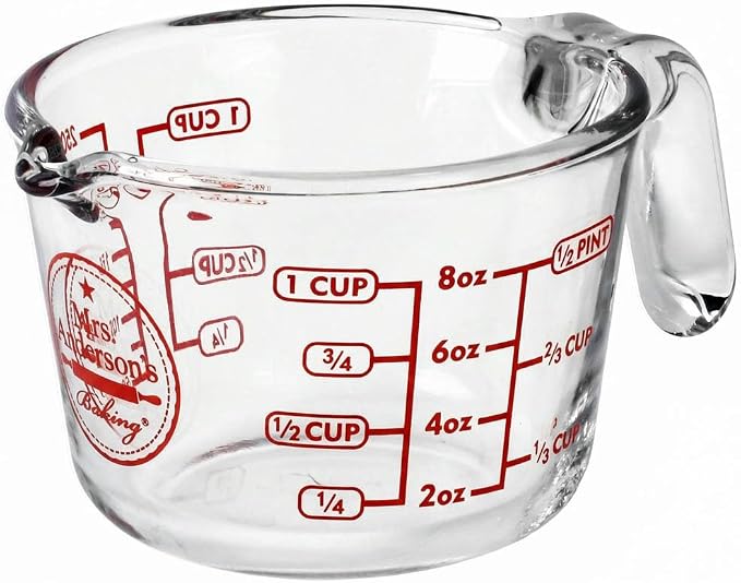 Mrs. Anderson's Baking Glass Measuring Cup, Borosilicate Glass, Precision by MrsAndersonsBaking