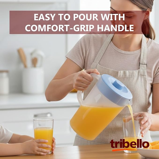 Tribello 1 Gallon Pitcher with Lid, Freezer/Dishwasher Safe, and BPA Free - Image 2