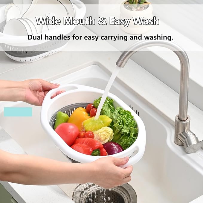 2-Pack Collapsible Silicone Colander Strainer, Foldable Kitchen Sink Basket - Image 5