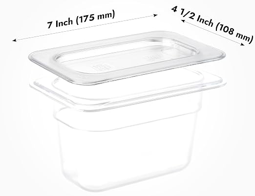 CURTA 6 Pack NSF 1/9 Size Food Pan Cover, Dishwasher & Freezer Safe Plastic - Image 2
