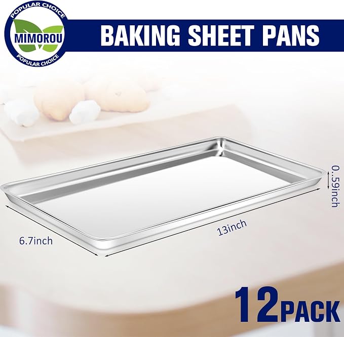 Mimorou 12 Pcs Baking Sheet Stainless Steel Cookie Small Metal Sheet Pans - Image 2
