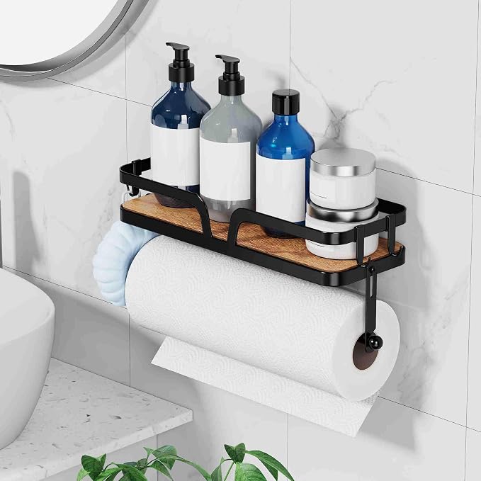 Taozun Paper Towel Holder Wall Mount, Kitchen Paper Holder Spice Rack Black - Image 7