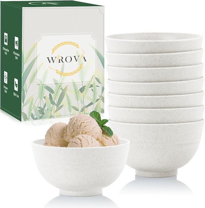 Wrova Wheat Straw Snack Bowls 10oz Set of 8 by WROVA