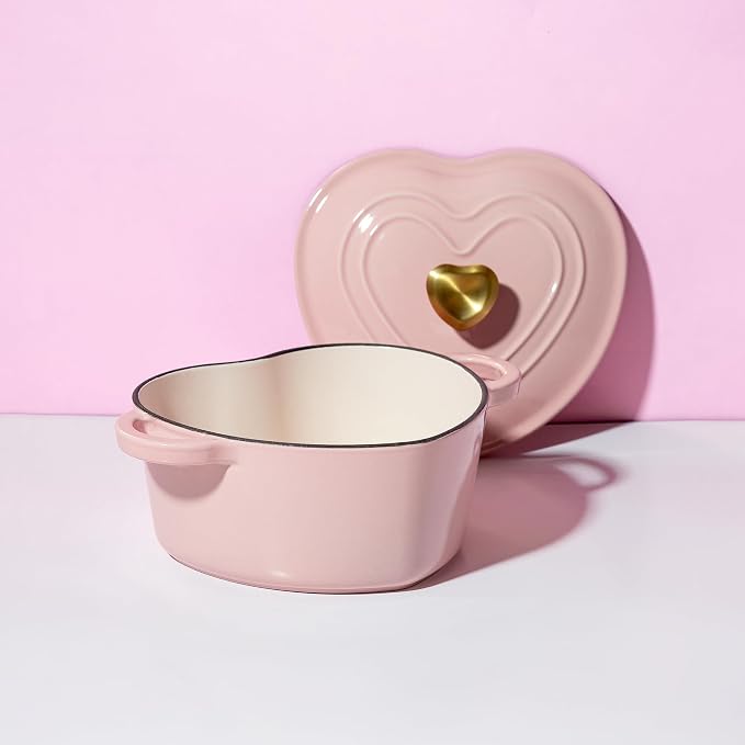 Paris Hilton Enameled Cast Iron Dutch Oven Heart-Shaped Pot - Image 8