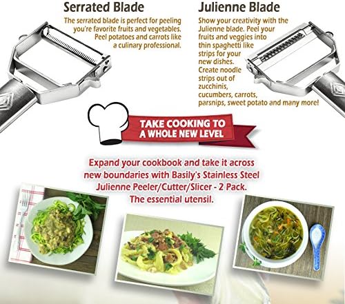 Basily Premium Julienne and Serrated Stainless Steel Peeler - Image 3