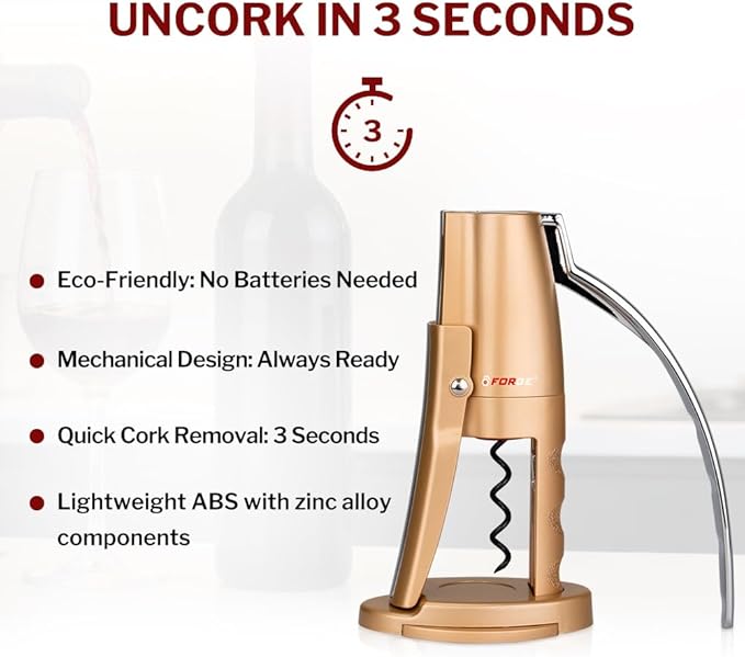 Forge Quality Compact Vertical Lever Corkscrew Wine Opener - Image 4