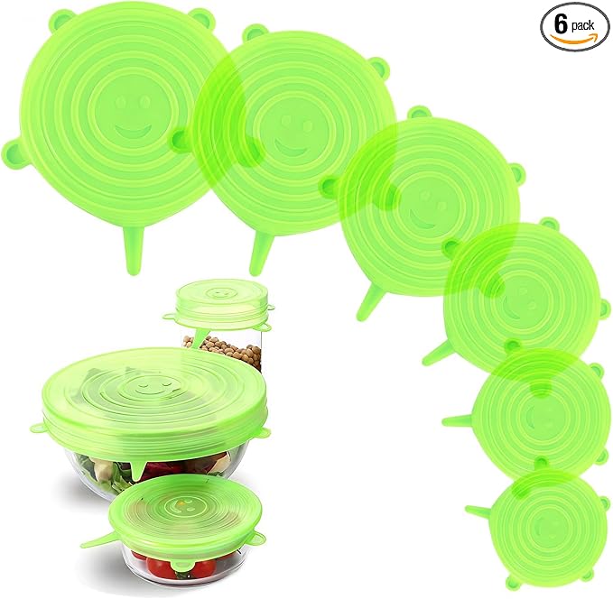 Silicone Stretch Lids – 6 Pack Reusable Food Covers, Flexible Silicone by Unknown
