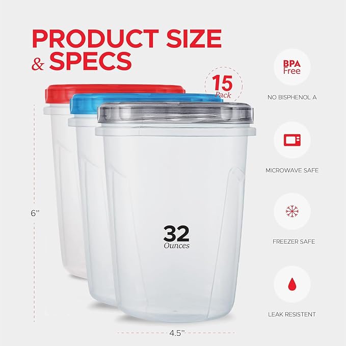Tafura 15 Pack Leakproof Freezer Containers - Image 4