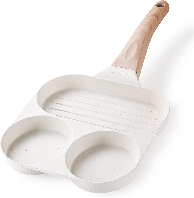 CAROTE Egg Pan Omelette Pan, 3-In-1 Divided Nonstick Grill Pan, Pancake Pan and by CAROTE