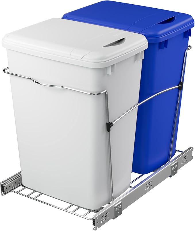 Rev-A-Shelf RV-18KD-11RC-S Double Pullout Trash Can by Rev-A-Shelf