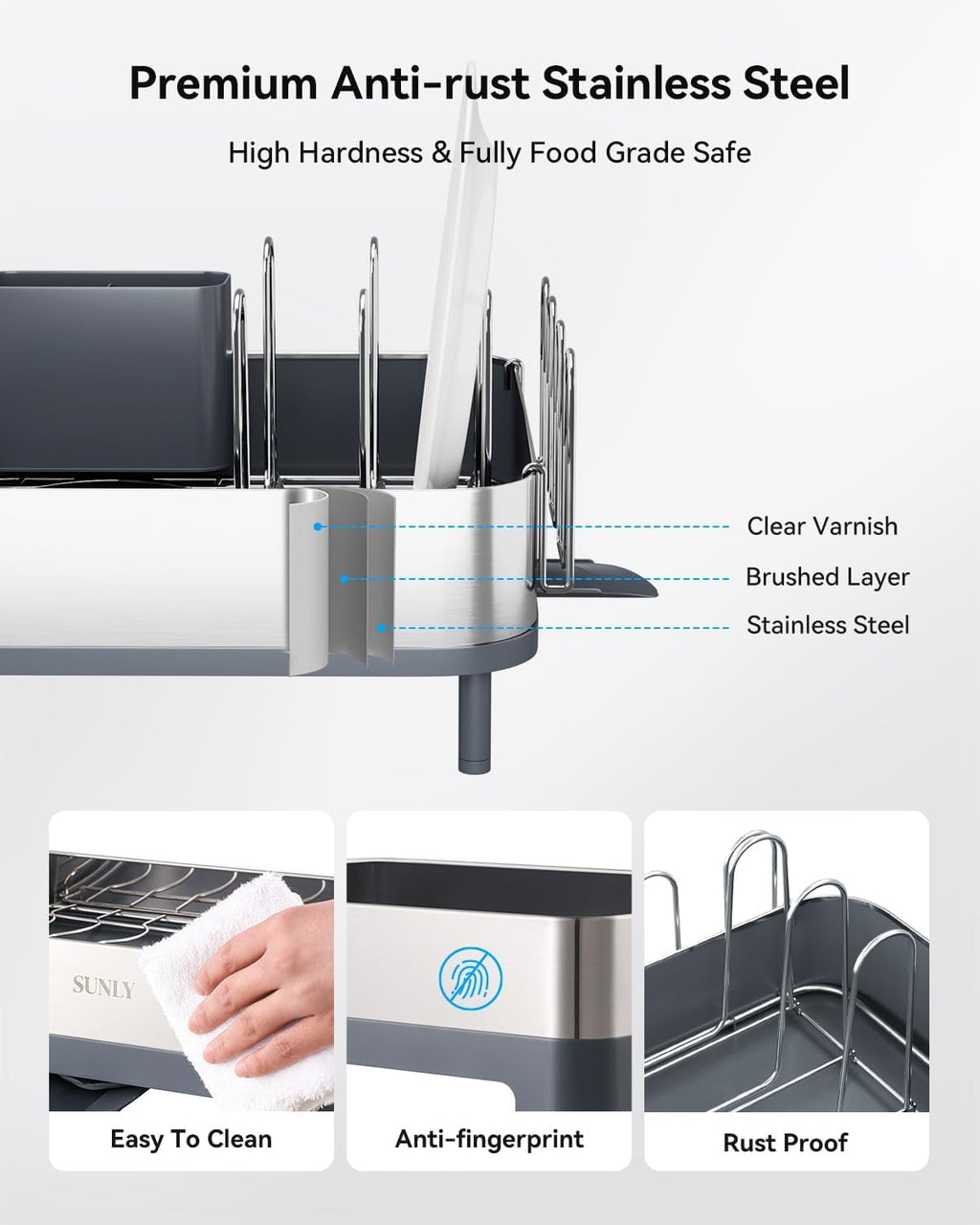 Expandable Dish Drying Rack, Versatile Brackets for Pots & Pans, Space