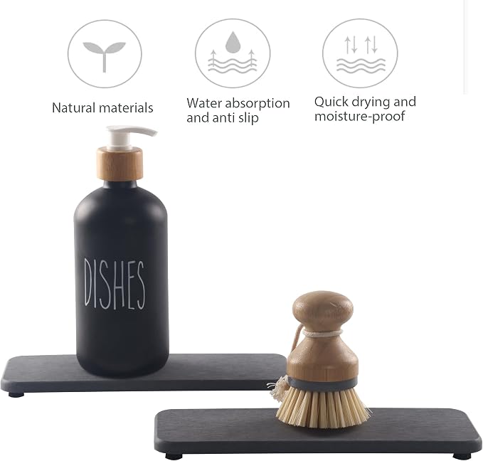 NiuYichee 2 Pcs Water Absorbing Stone Trays, Kitchen/Bathroom Sink Soap Dish - Image 4