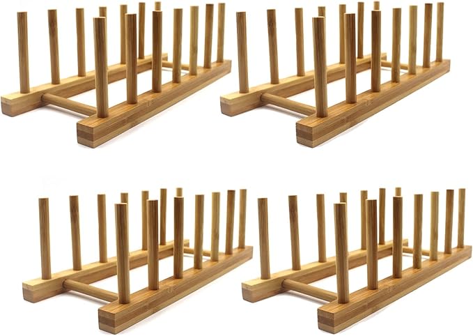 INNERNEED Bamboo Wooden Plate Racks Dish Stand Holder Kitchen Storage Cabinet by INNERNEED