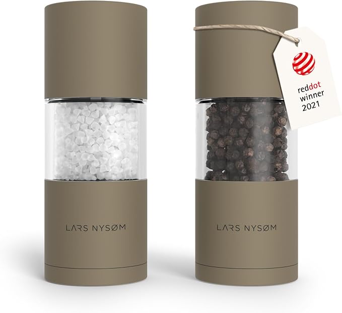 LARS NYSØM Salt and Pepper Grinder Set, Manual Salt and Pepper Mills by LN