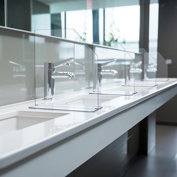 Vesici 2 Pcs Clear Acrylic Sink Splash Guard Freestanding Panel Barrier - Image 5