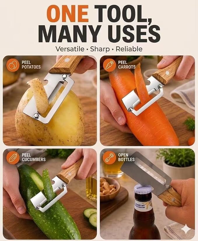 2-Pack Vegetable Peeler with Bottle Opener, Thickened Stainless Steel Wide Blade - Image 4