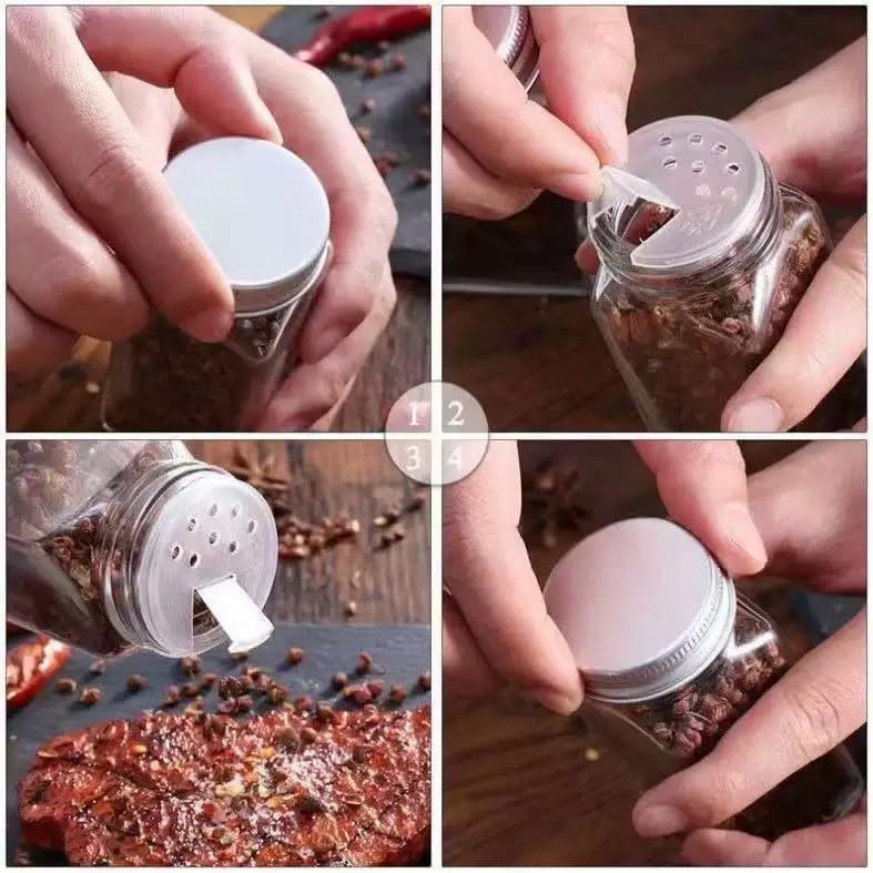 12 Pack Glass Spice Jars with Label, Empty Spice Bottles with Metal