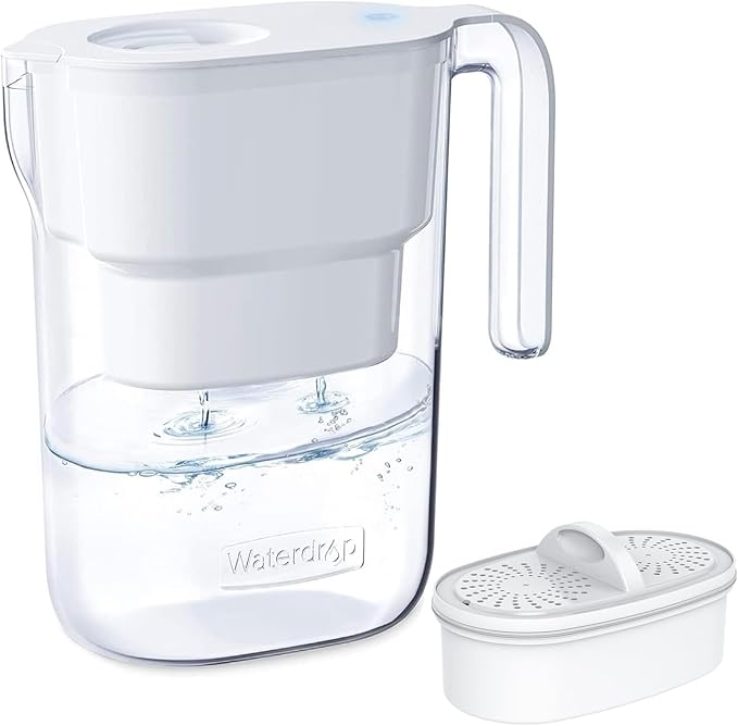 Waterdrop PT-05W Water Filter Pitcher, 7-Cup Capacity, NSF Certified, 5X Longer by Waterdrop