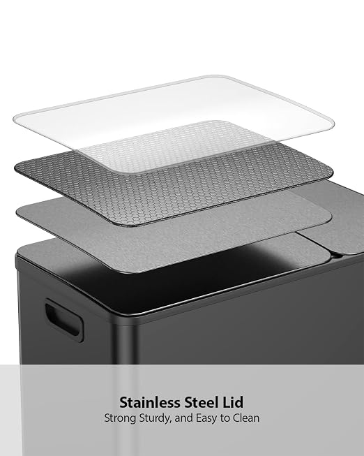 Lovewind Double Trash Can Kitchen, 13+5.5 Gallon Stainless Steel Dual Trash and - Image 5