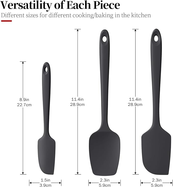 Heat Resistant Silicone Spatula Set of 3, Luxiwise 600ºF High Temp Baking - Image 2