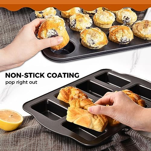 HONGBAKE Nonstick Muffin Pan 12 Cup and Mini Loaf Pans 8 Cavity