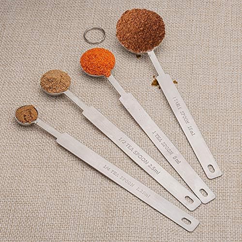 7 Inches Long Handle Measuring Spoons Set, Premium Stainless Steel