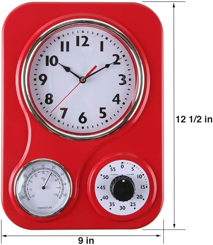 Lily's Home - 9.5 Inch x 12.5 Inch - Retro Kitchen Wall Clock, Vintage Wall - Image 4