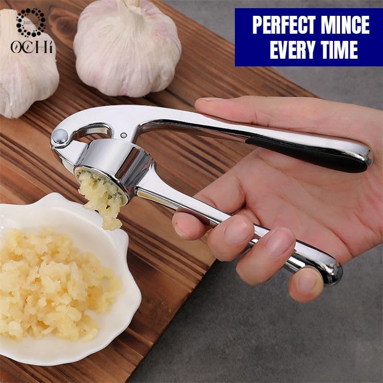 OCHI Stainless Steel Garlic Press Set (Silver)